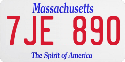 MA license plate 7JE890