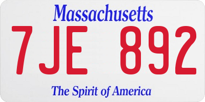 MA license plate 7JE892