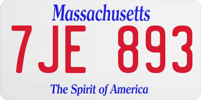 MA license plate 7JE893