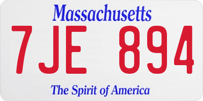 MA license plate 7JE894