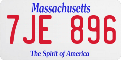 MA license plate 7JE896