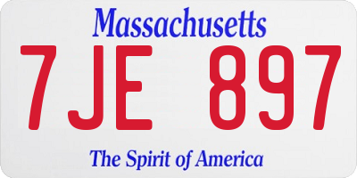 MA license plate 7JE897
