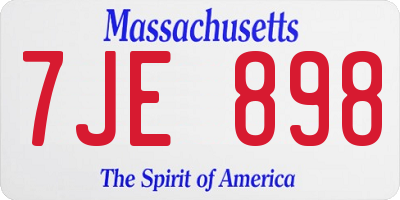 MA license plate 7JE898