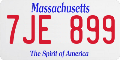 MA license plate 7JE899