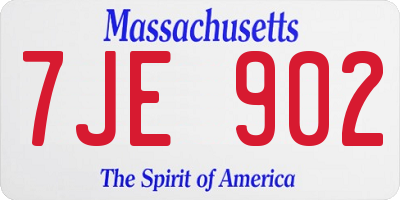 MA license plate 7JE902