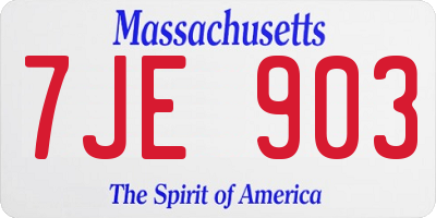 MA license plate 7JE903