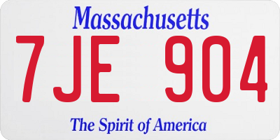 MA license plate 7JE904
