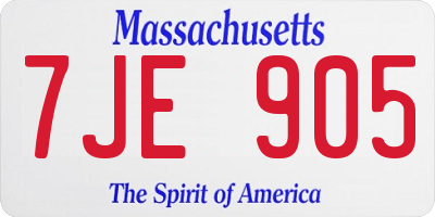 MA license plate 7JE905