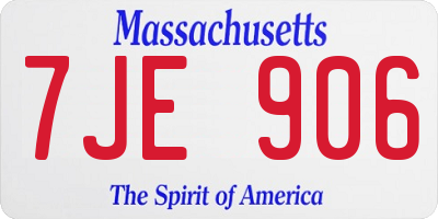 MA license plate 7JE906