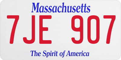 MA license plate 7JE907