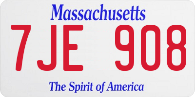 MA license plate 7JE908