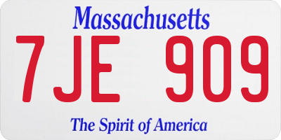 MA license plate 7JE909