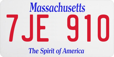 MA license plate 7JE910