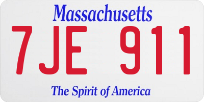 MA license plate 7JE911