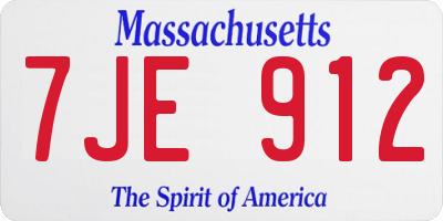 MA license plate 7JE912