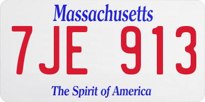 MA license plate 7JE913