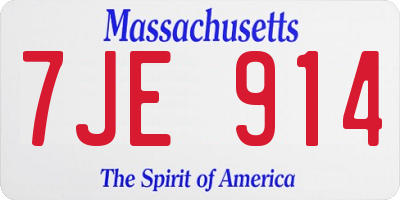 MA license plate 7JE914