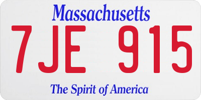 MA license plate 7JE915
