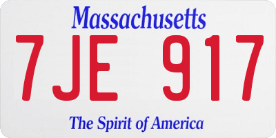 MA license plate 7JE917
