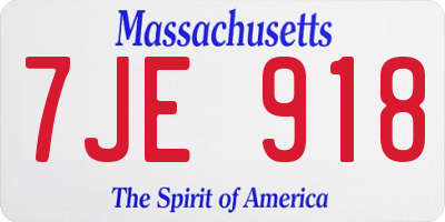 MA license plate 7JE918