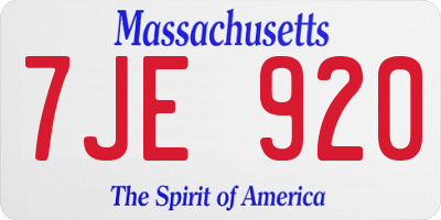 MA license plate 7JE920