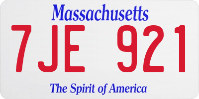 MA license plate 7JE921