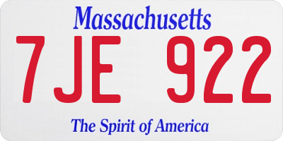 MA license plate 7JE922