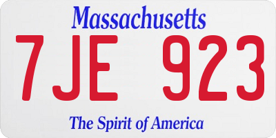 MA license plate 7JE923