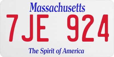 MA license plate 7JE924
