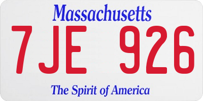 MA license plate 7JE926