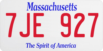 MA license plate 7JE927