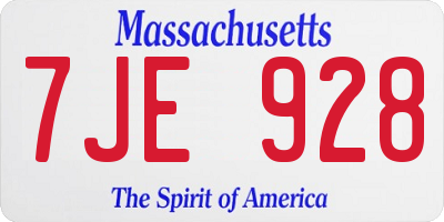 MA license plate 7JE928