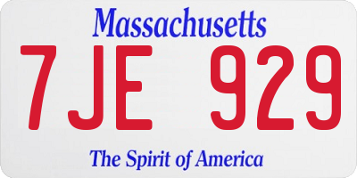 MA license plate 7JE929