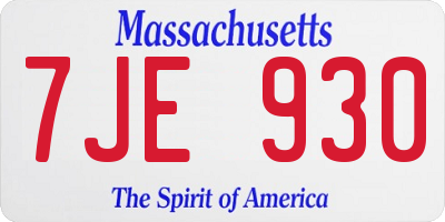 MA license plate 7JE930