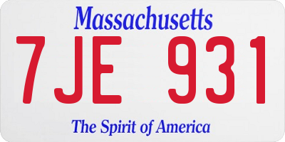 MA license plate 7JE931