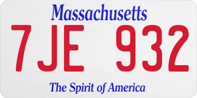 MA license plate 7JE932