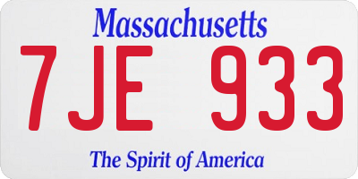 MA license plate 7JE933