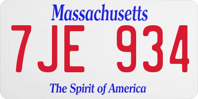 MA license plate 7JE934