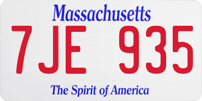 MA license plate 7JE935