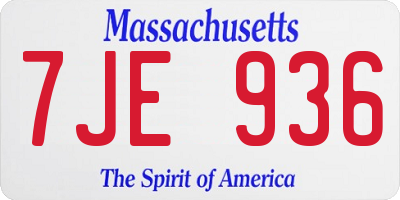 MA license plate 7JE936