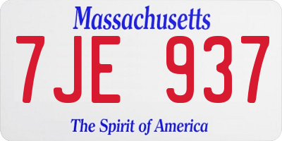 MA license plate 7JE937