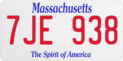 MA license plate 7JE938