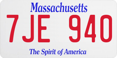 MA license plate 7JE940