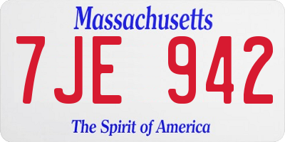 MA license plate 7JE942