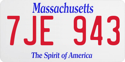 MA license plate 7JE943