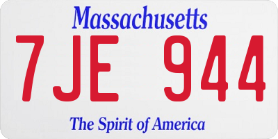 MA license plate 7JE944
