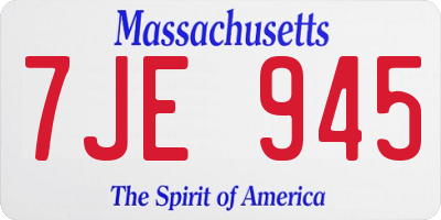 MA license plate 7JE945