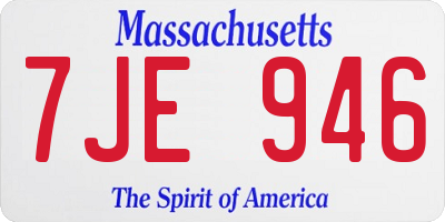 MA license plate 7JE946