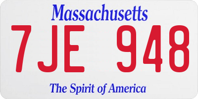 MA license plate 7JE948