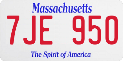 MA license plate 7JE950